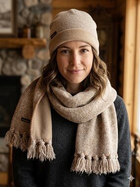 Woolrich Beige Knit Beanie Hat